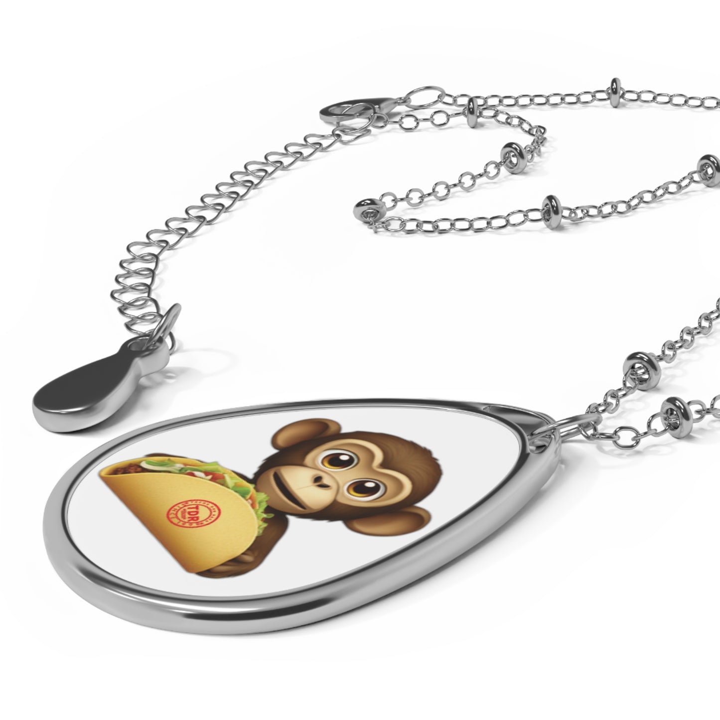 Monkey & Taco Oval Necklace